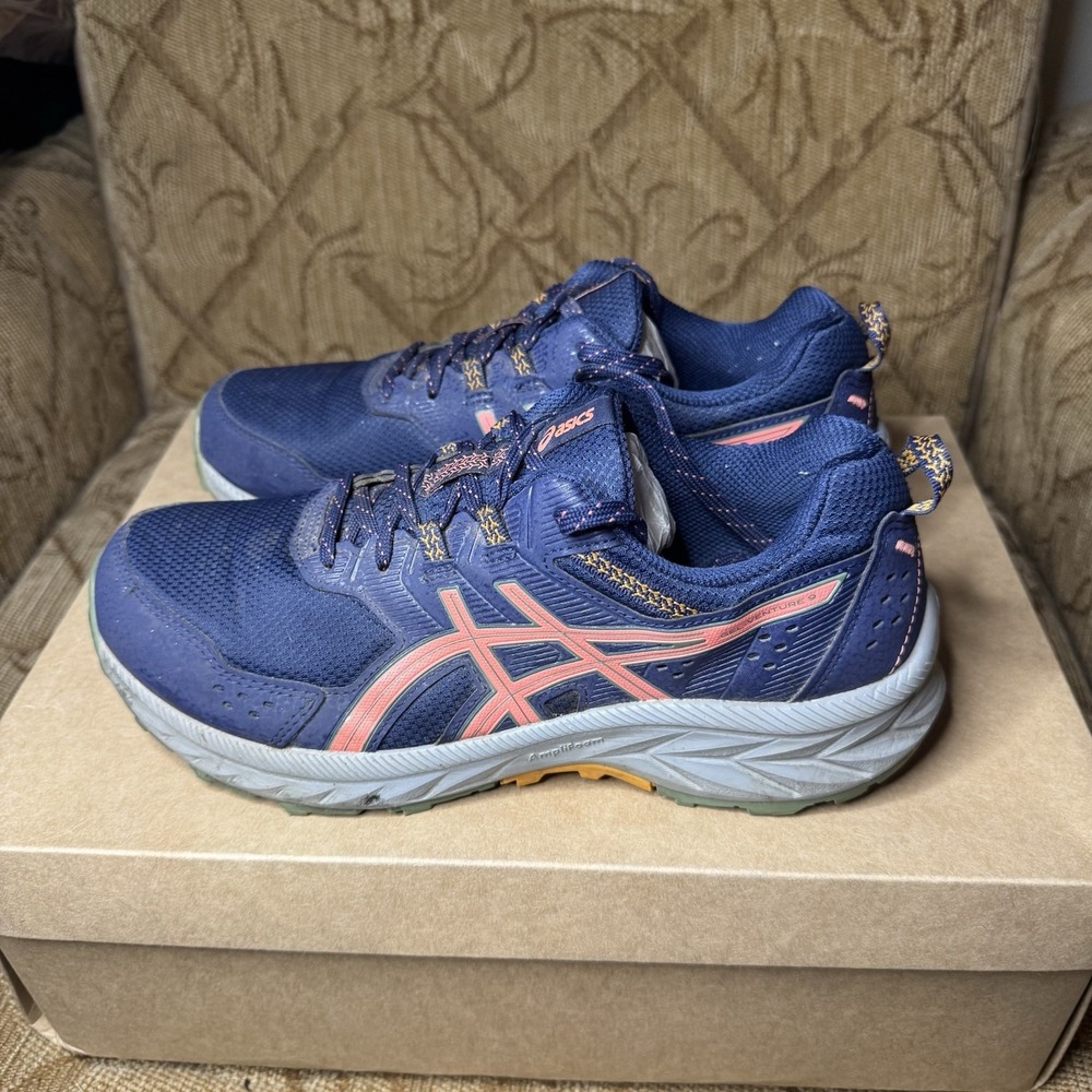 ASICS Gel-Venture 9‎ Shoes Women Size 9 Trail Hiking Running indigo blue papaya